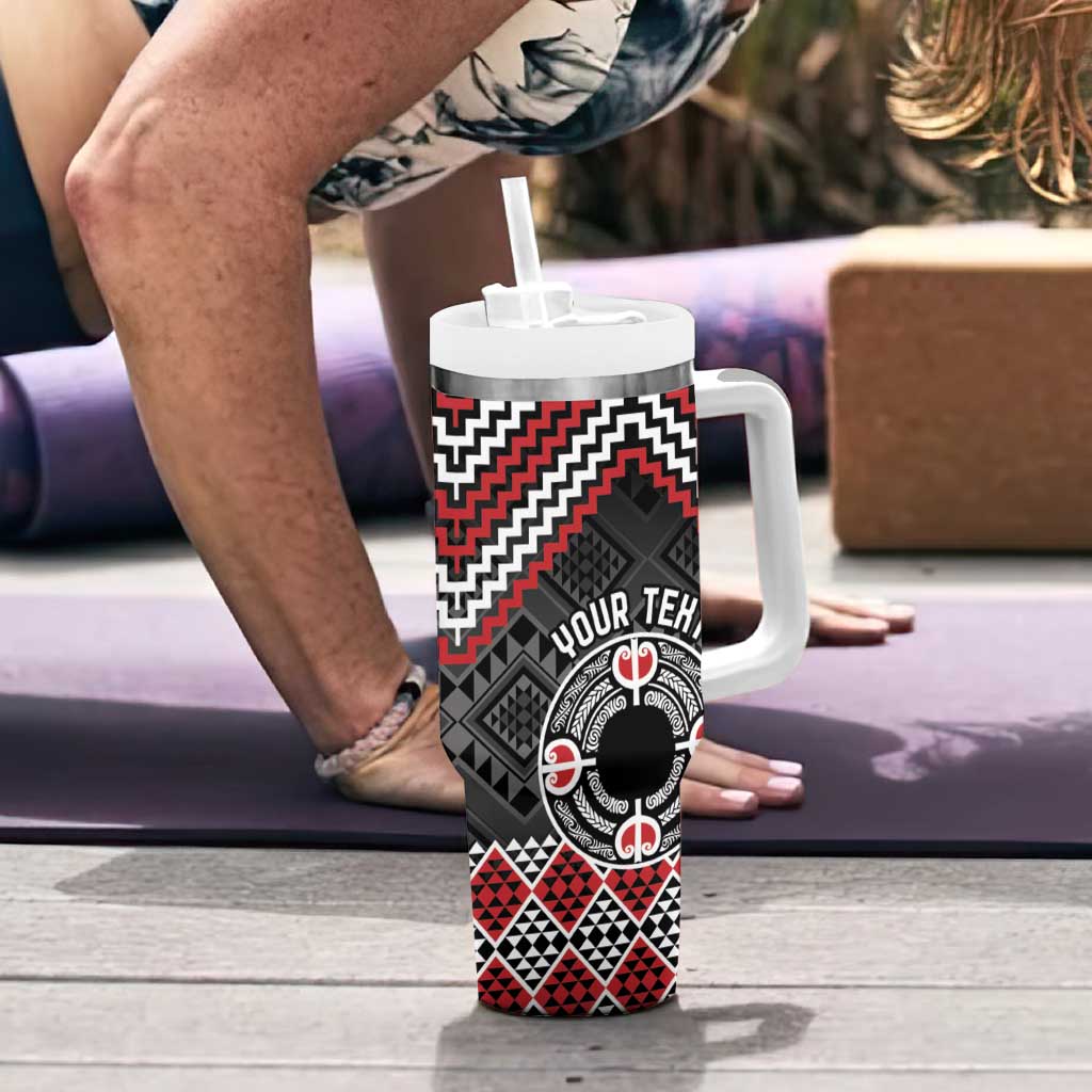 Personalised Aotearoa Niho Taniwha Motif Tumbler With Handle Red Style LT9 - Polynesian Pride