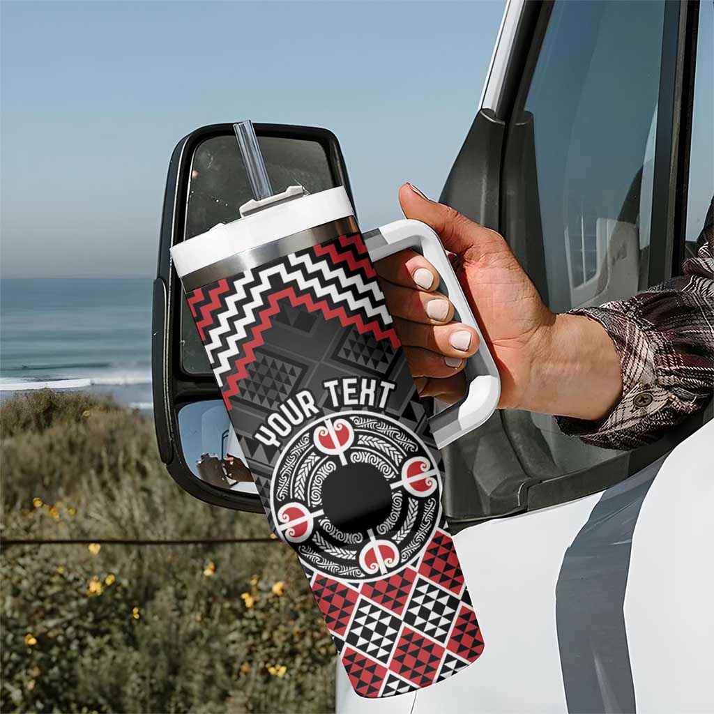Personalised Aotearoa Niho Taniwha Motif Tumbler With Handle Red Style LT9 - Polynesian Pride