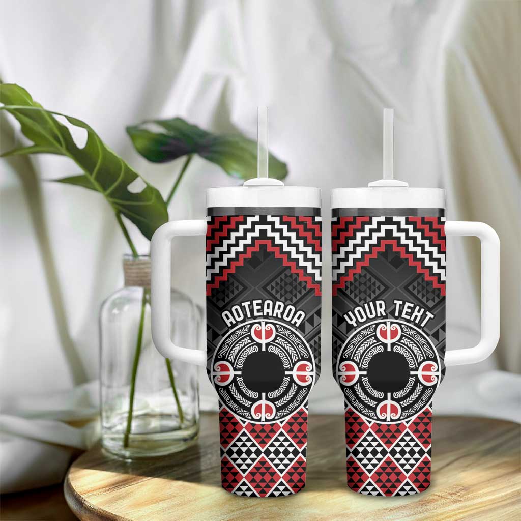 Personalised Aotearoa Niho Taniwha Motif Tumbler With Handle Red Style LT9 - Polynesian Pride