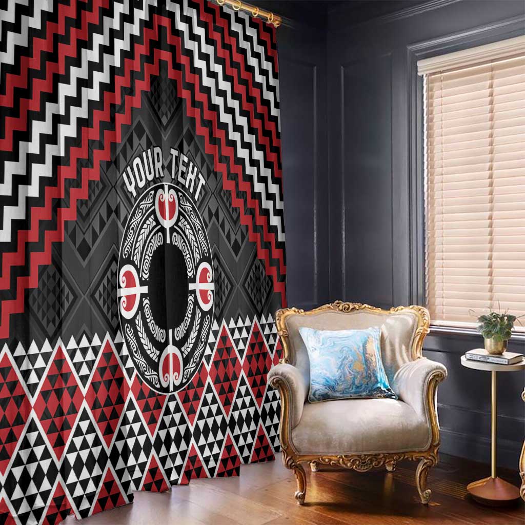 Personalised Aotearoa Niho Taniwha Motif Window Curtain Red Style LT9 - Polynesian Pride