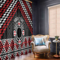 Personalised Aotearoa Niho Taniwha Motif Window Curtain Red Style LT9 - Polynesian Pride