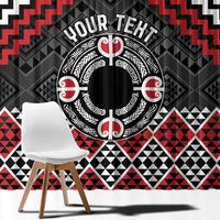 Personalised Aotearoa Niho Taniwha Motif Window Curtain Red Style LT9 - Polynesian Pride