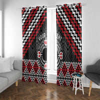 Personalised Aotearoa Niho Taniwha Motif Window Curtain Red Style LT9 With Grommets Red - Polynesian Pride