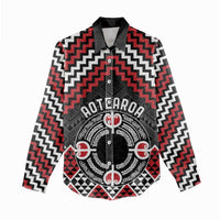 Personalised Aotearoa Niho Taniwha Motif Women Casual Shirt Red Style