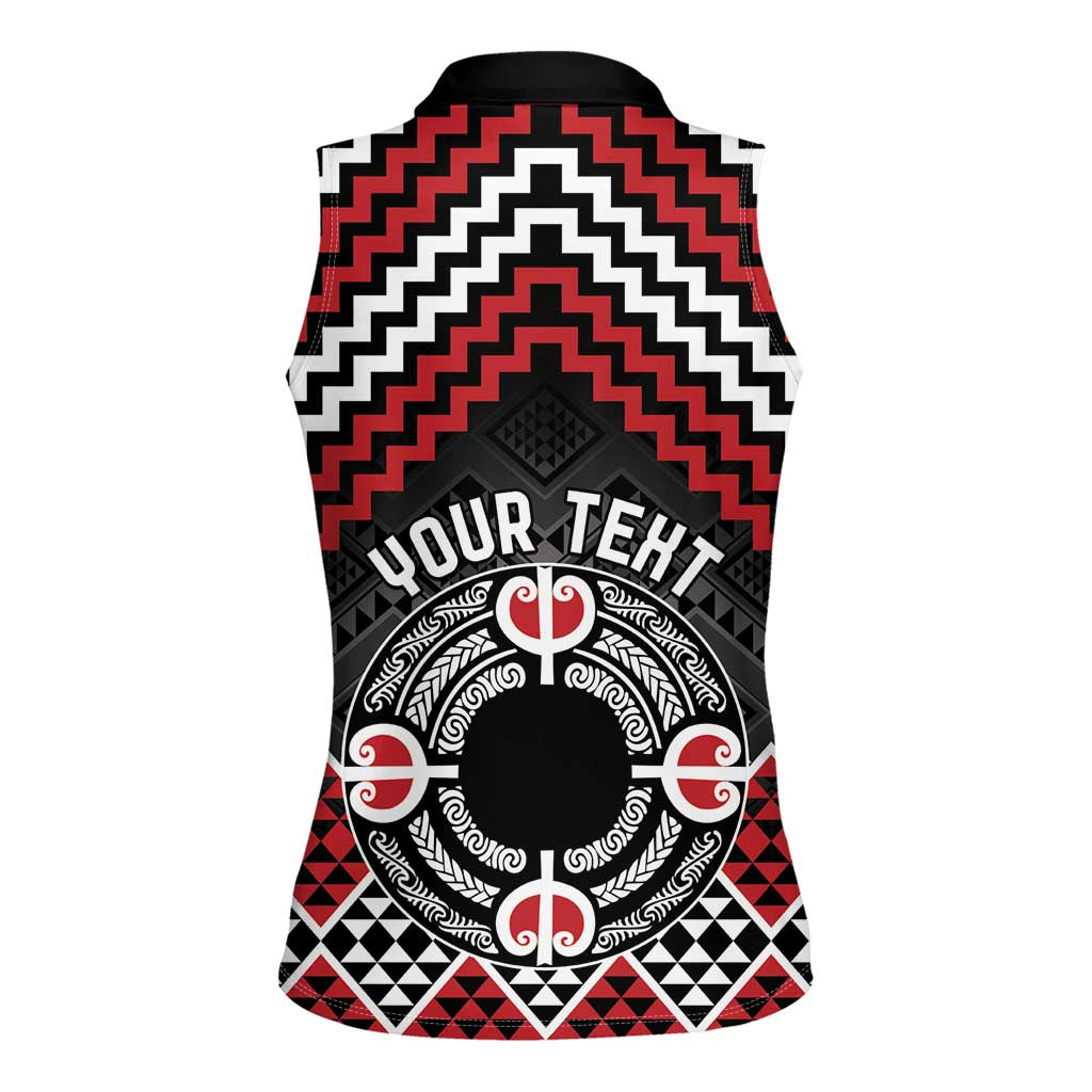 Personalised Aotearoa Niho Taniwha Motif Women Sleeveless Polo Shirt Red Style