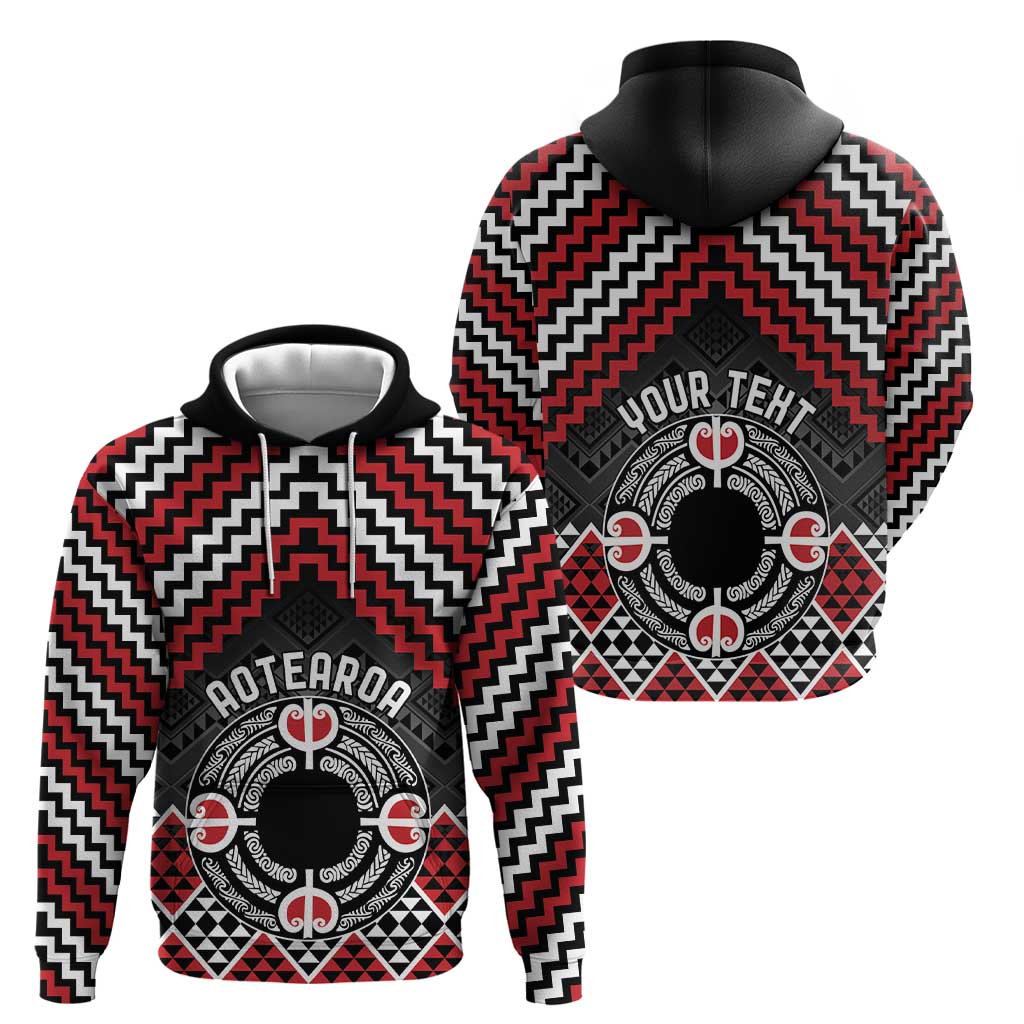 Personalised Aotearoa Niho Taniwha Motif Zip Hoodie Red Style