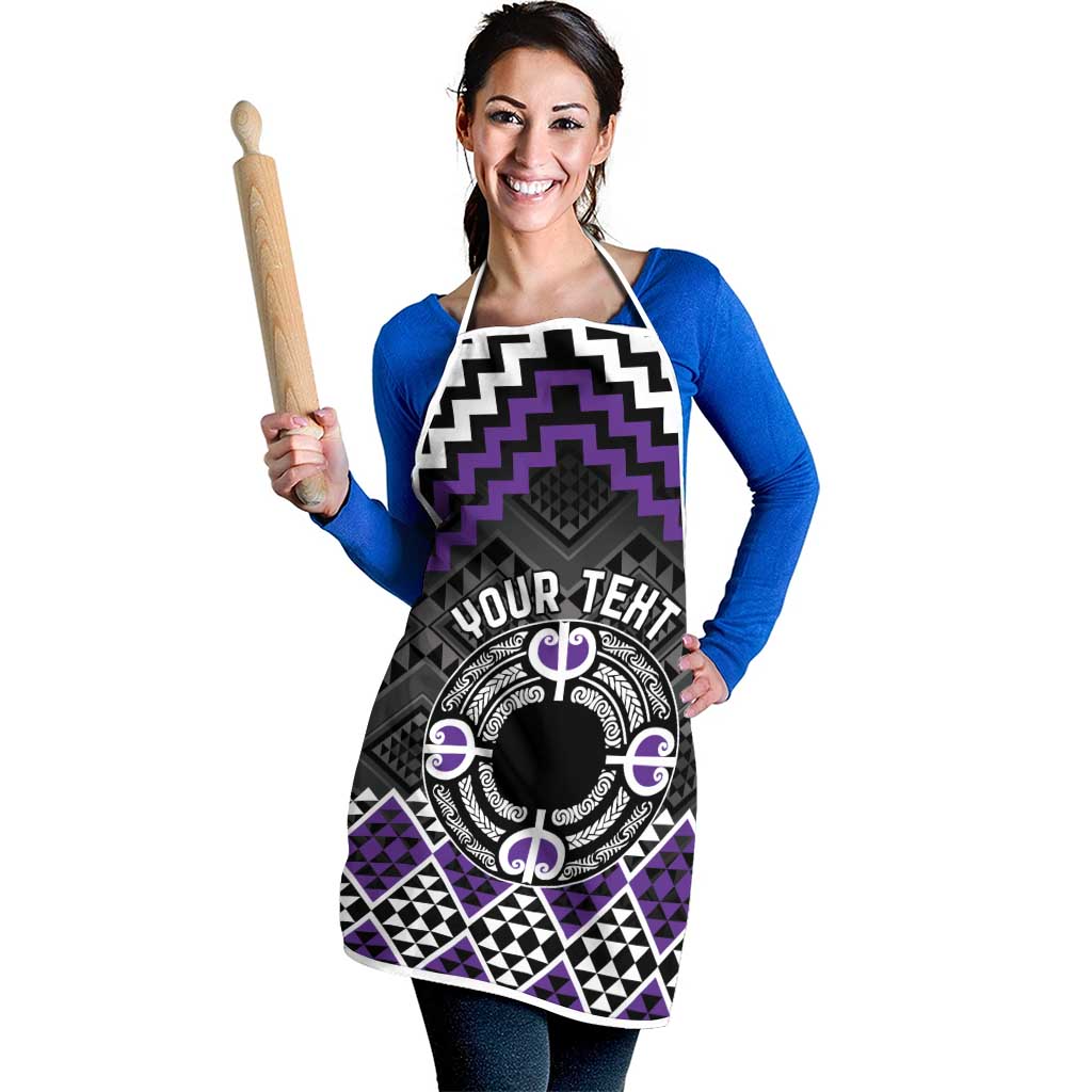 Personalised Aotearoa Niho Taniwha Motif Apron Violet Style - Polynesian Pride