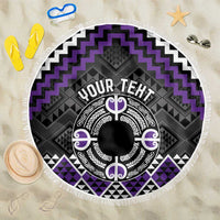 Personalised Aotearoa Niho Taniwha Motif Beach Blanket Violet Style LT9 One Size 150cm Violet - Polynesian Pride
