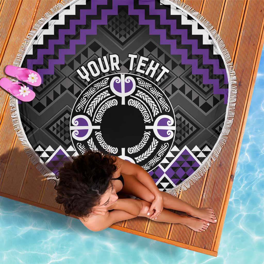 Personalised Aotearoa Niho Taniwha Motif Beach Blanket Violet Style LT9 - Polynesian Pride