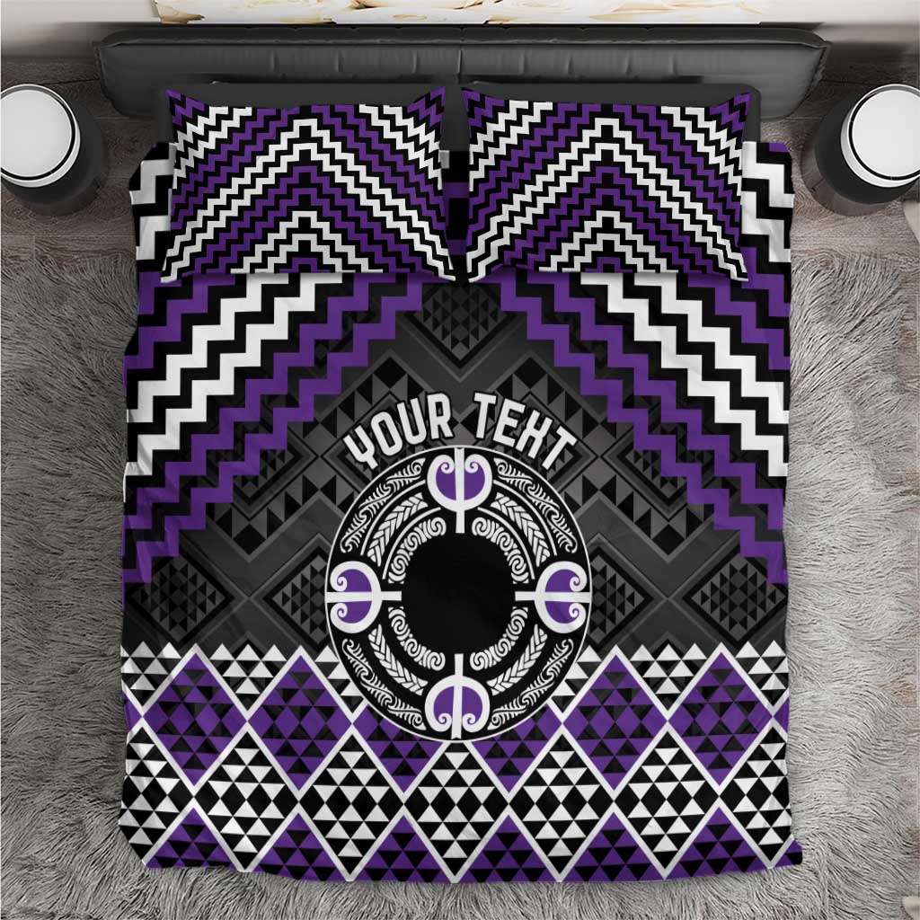 Personalised Aotearoa Niho Taniwha Motif Bedding Set Violet Style