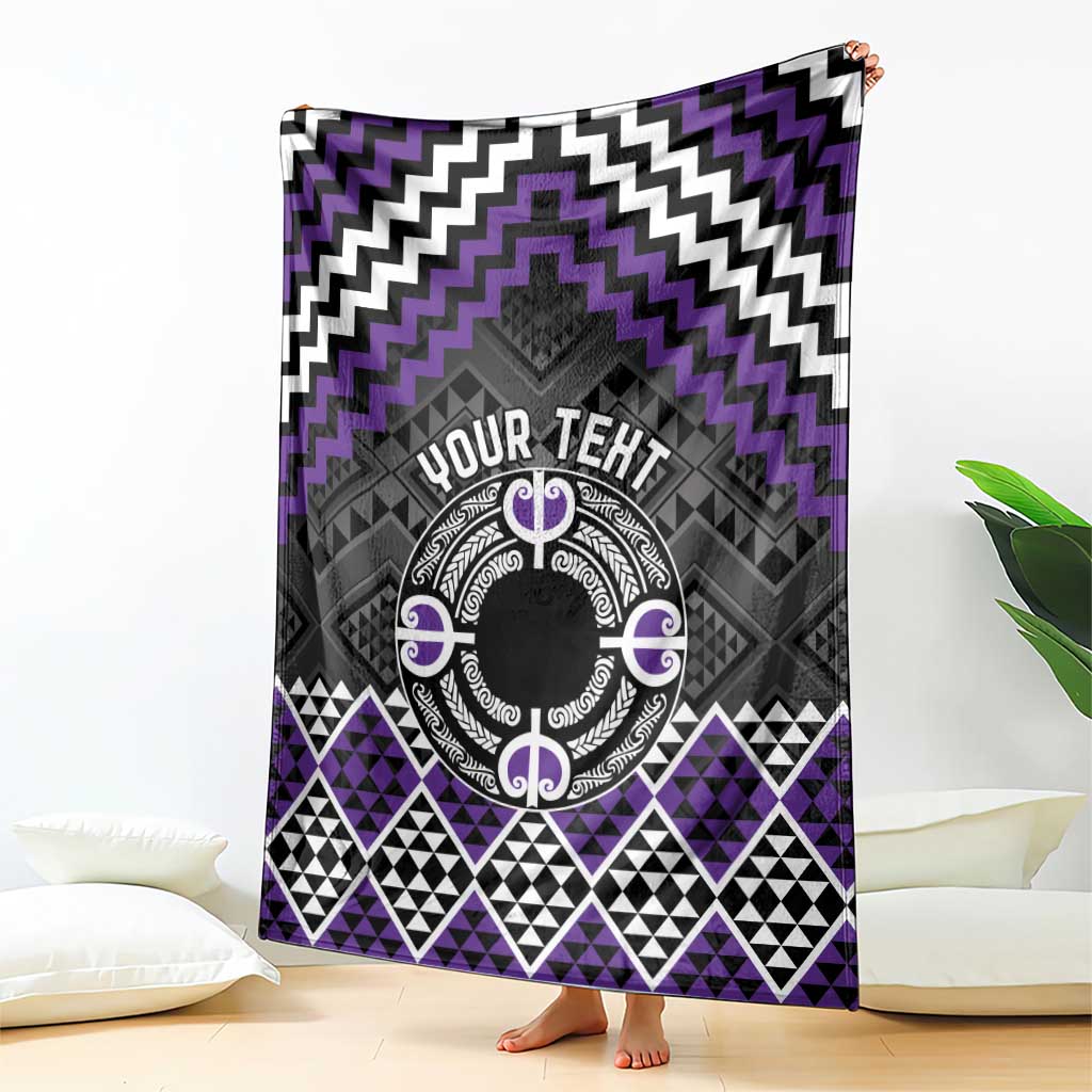 Personalised Aotearoa Niho Taniwha Motif Blanket Violet Style LT9 - Polynesian Pride