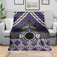 Personalised Aotearoa Niho Taniwha Motif Blanket Violet Style LT9 - Polynesian Pride