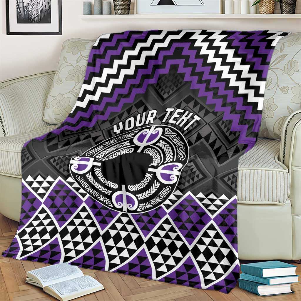 Personalised Aotearoa Niho Taniwha Motif Blanket Violet Style LT9 - Polynesian Pride