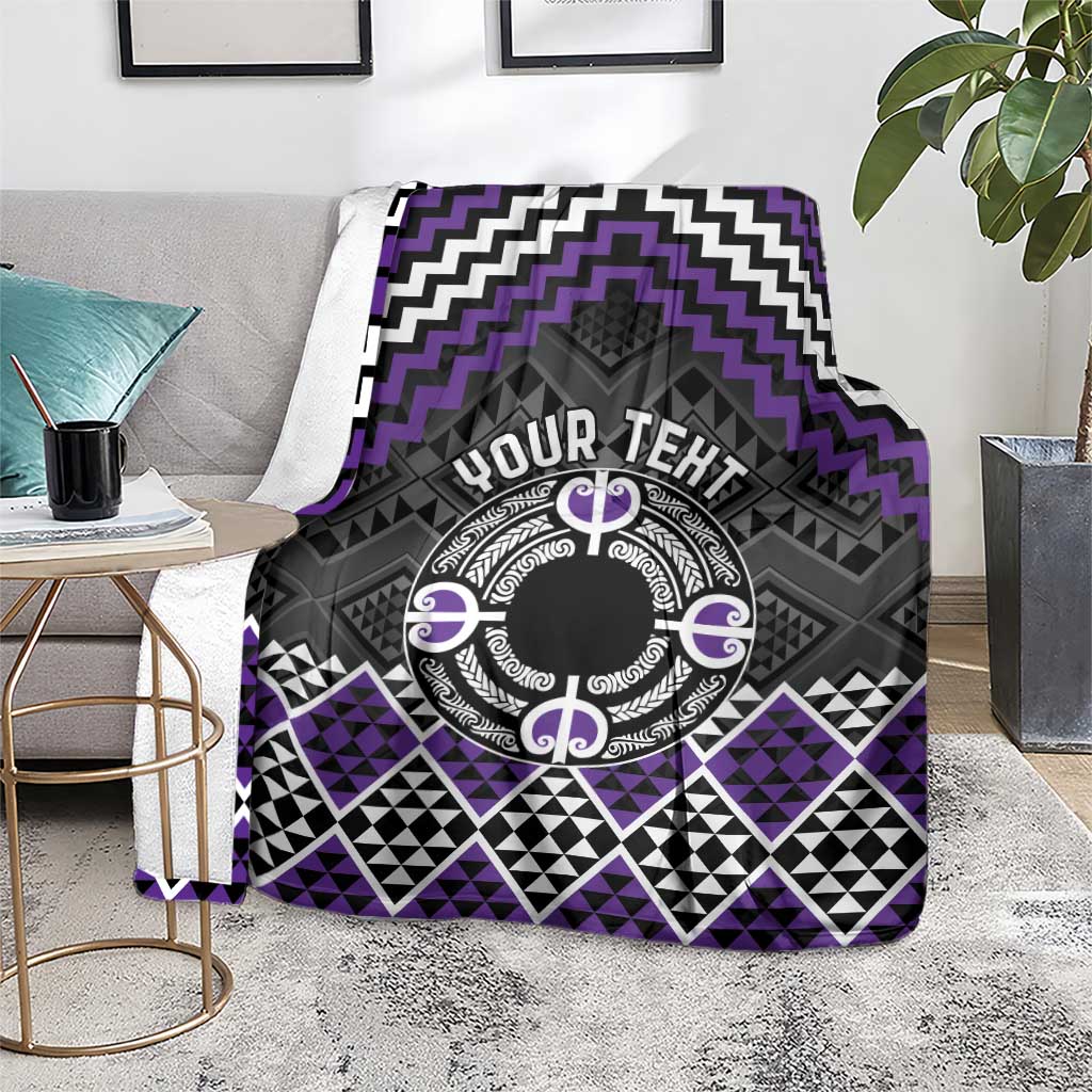 Personalised Aotearoa Niho Taniwha Motif Blanket Violet Style LT9 - Polynesian Pride