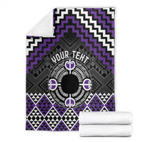 Personalised Aotearoa Niho Taniwha Motif Blanket Violet Style LT9 - Polynesian Pride