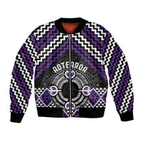 Personalised Aotearoa Niho Taniwha Motif Bomber Jacket Violet Style
