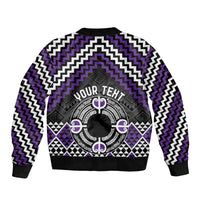 Personalised Aotearoa Niho Taniwha Motif Bomber Jacket Violet Style