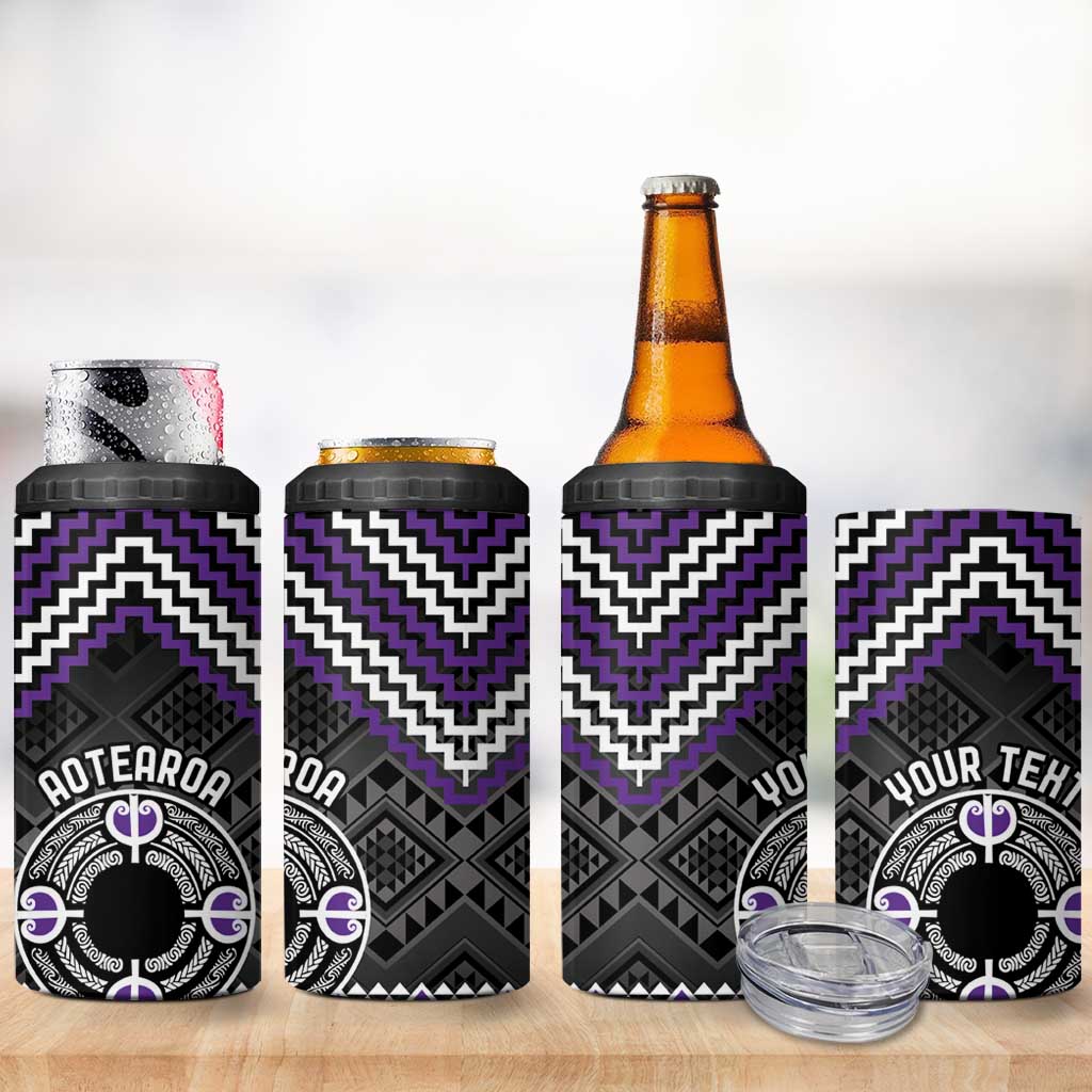 Personalised Aotearoa Niho Taniwha Motif 4 in 1 Can Cooler Tumbler Violet Style LT9 - Polynesian Pride