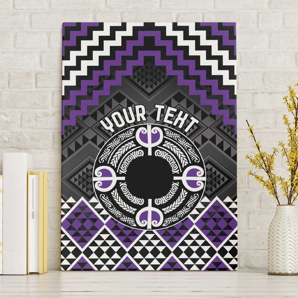 Personalised Aotearoa Niho Taniwha Motif Canvas Wall Art Violet Style LT9 Without Frame Violet - Polynesian Pride