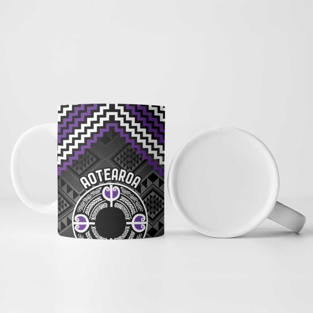 Personalised Aotearoa Niho Taniwha Motif Ceramic Mug Violet Style - Polynesian Pride