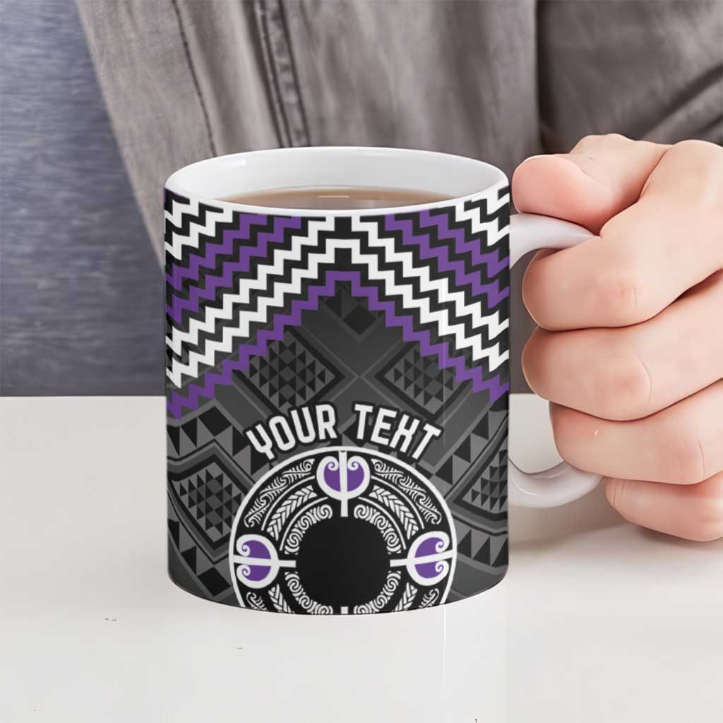 Personalised Aotearoa Niho Taniwha Motif Ceramic Mug Violet Style - Polynesian Pride