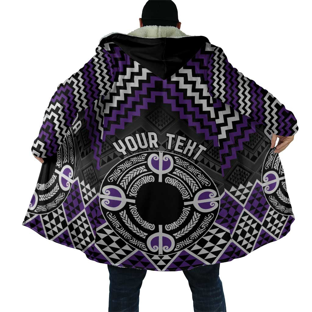 Personalised Aotearoa Niho Taniwha Motif Cloak Violet Style - Polynesian Pride