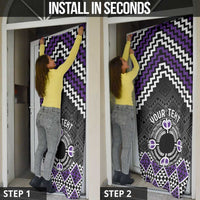 Personalised Aotearoa Niho Taniwha Motif Door Cover Violet Style - Polynesian Pride
