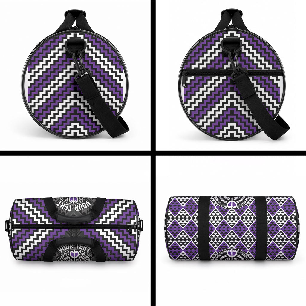 Personalised Aotearoa Niho Taniwha Motif Duffle Bag Violet Style LT9 - Polynesian Pride
