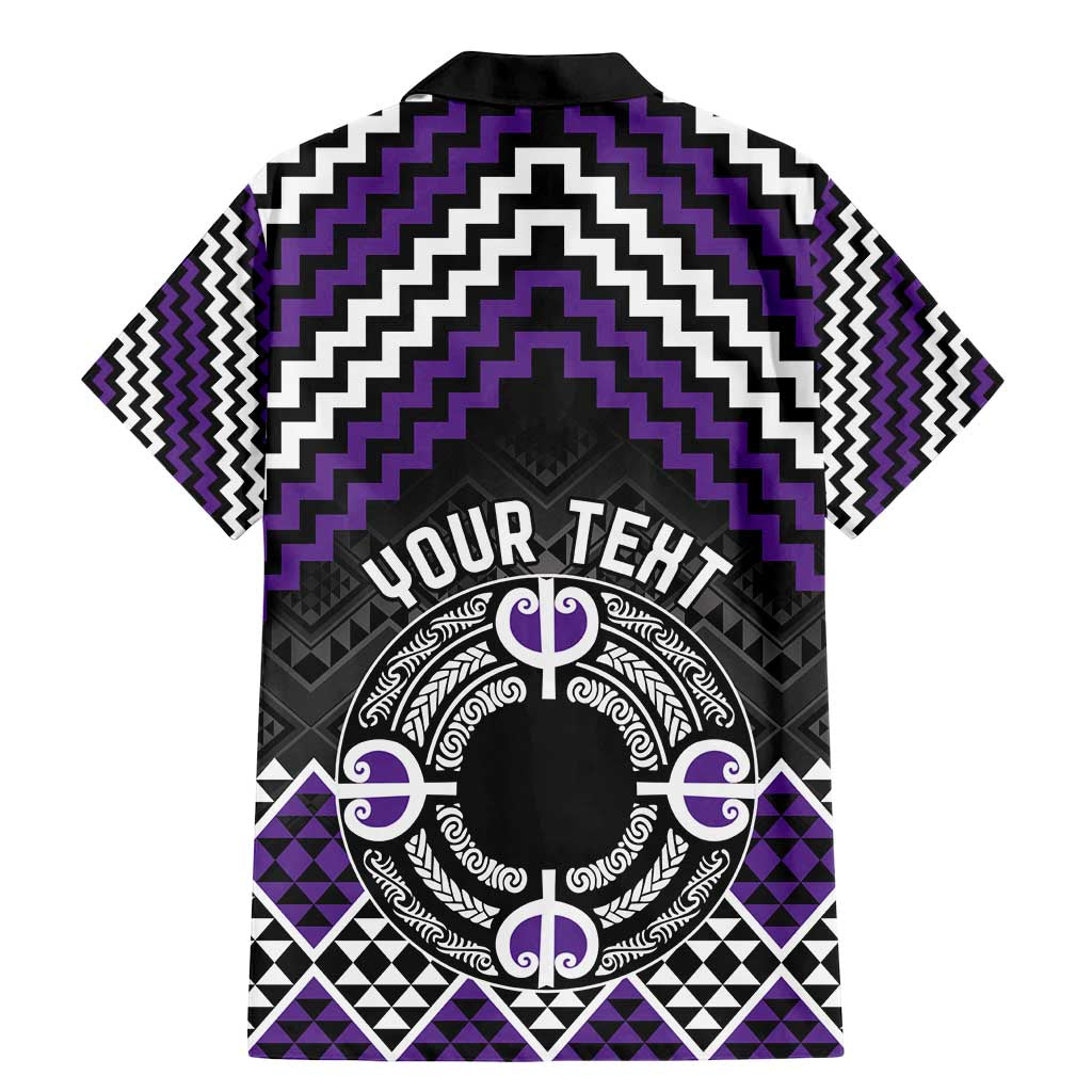 Personalised Aotearoa Niho Taniwha Motif Family Matching Mermaid Dress and Hawaiian Shirt Violet Style