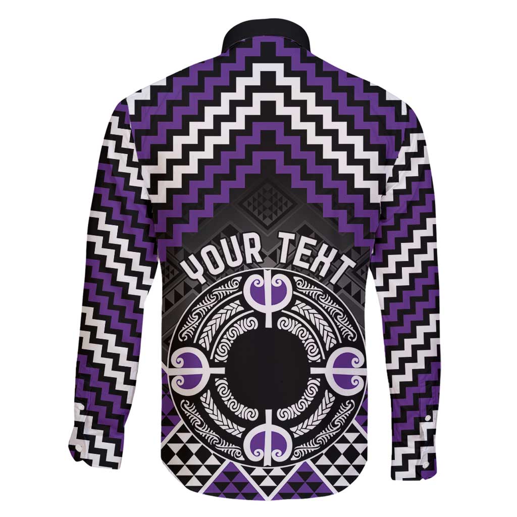 Personalised Aotearoa Niho Taniwha Motif Family Matching Tank Maxi Dress and Hawaiian Shirt Violet Style