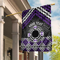 Personalised Aotearoa Niho Taniwha Motif Garden Flag Violet Style LT9 House Flag Violet - Polynesian Pride