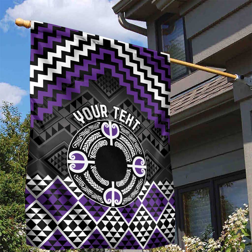Personalised Aotearoa Niho Taniwha Motif Garden Flag Violet Style LT9 - Polynesian Pride
