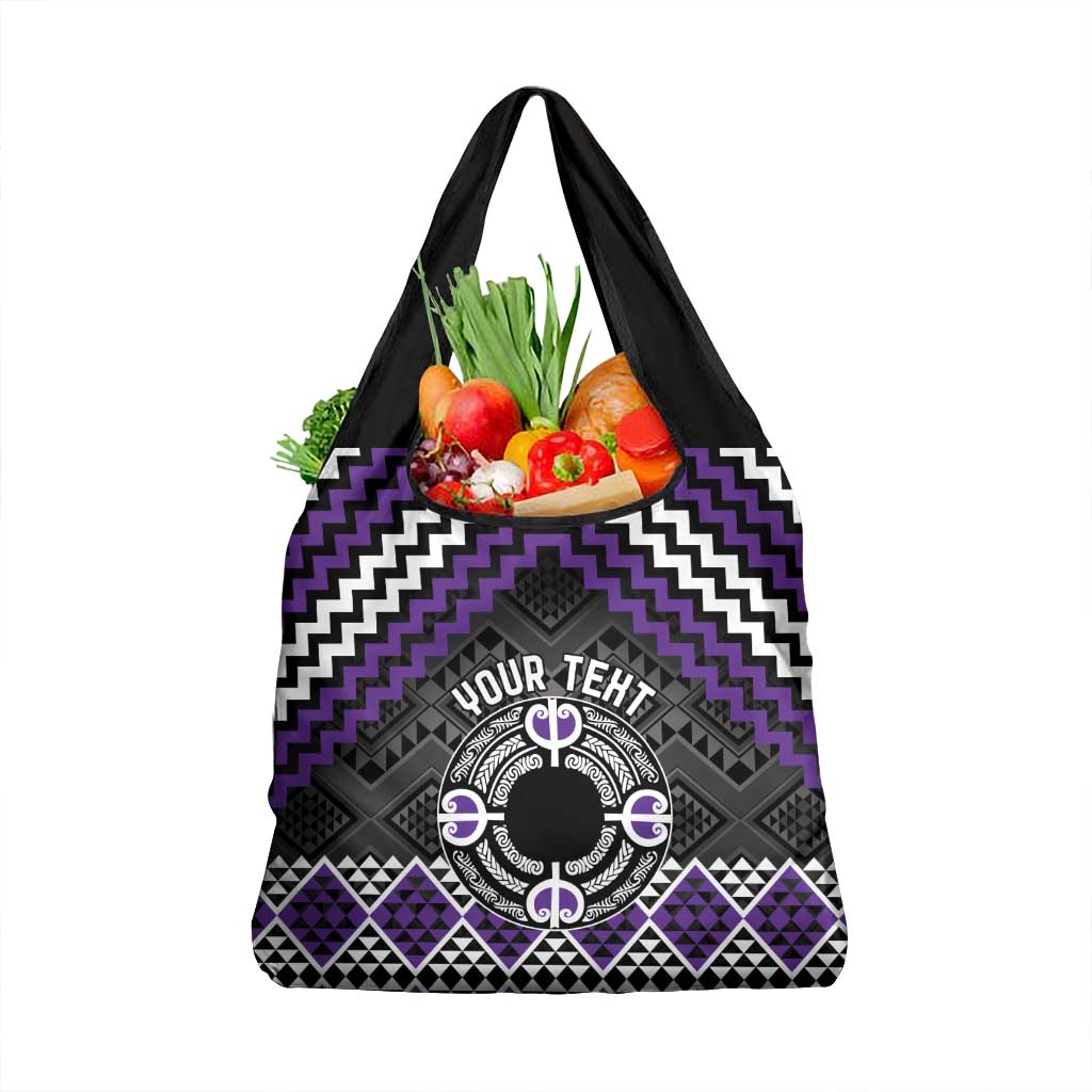 Personalised Aotearoa Niho Taniwha Motif Grocery Bag Violet Style LT9 1-pack One Size Violet - Polynesian Pride