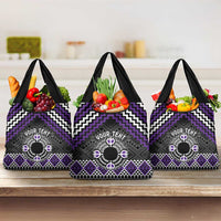 Personalised Aotearoa Niho Taniwha Motif Grocery Bag Violet Style LT9 3-pack One Size Violet - Polynesian Pride