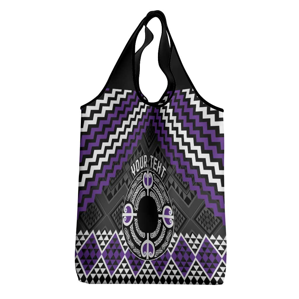 Personalised Aotearoa Niho Taniwha Motif Grocery Bag Violet Style LT9 - Polynesian Pride