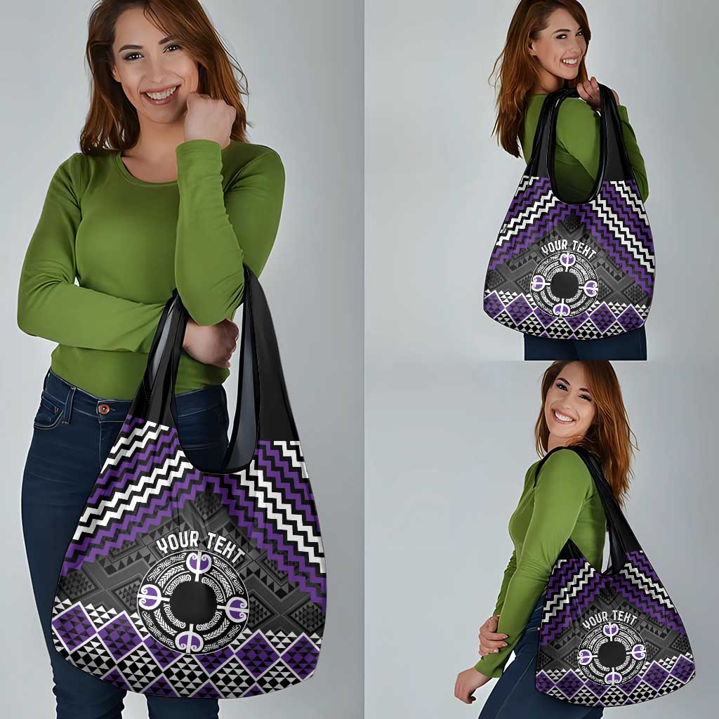 Personalised Aotearoa Niho Taniwha Motif Grocery Bag Violet Style LT9 - Polynesian Pride