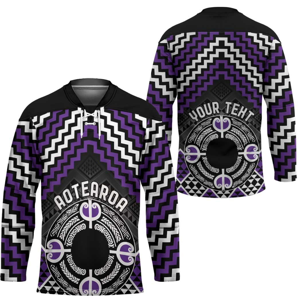 Personalised Aotearoa Niho Taniwha Motif Hockey Jersey Violet Style - Polynesian Pride