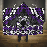 Personalised Aotearoa Niho Taniwha Motif Hooded Blanket Violet Style LT9 - Polynesian Pride