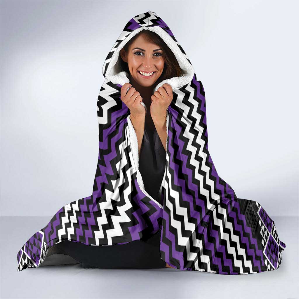 Personalised Aotearoa Niho Taniwha Motif Hooded Blanket Violet Style LT9 - Polynesian Pride