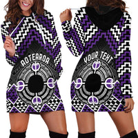 Personalised Aotearoa Niho Taniwha Motif Hoodie Dress Violet Style LT9 - Polynesian Pride