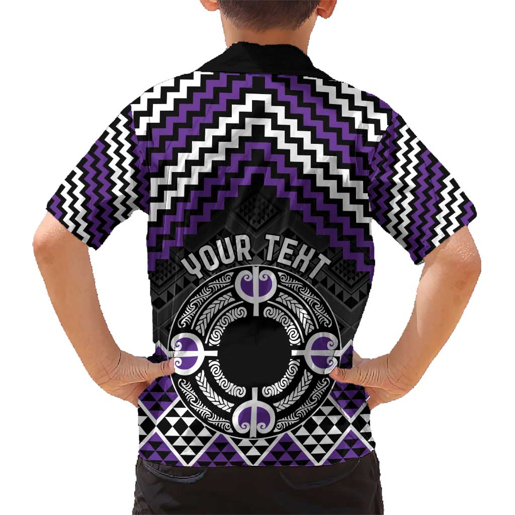 Personalised Aotearoa Niho Taniwha Motif Kid Hawaiian Shirt Violet Style