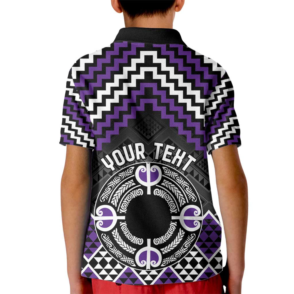 Personalised Aotearoa Niho Taniwha Motif Kid Polo Shirt Violet Style