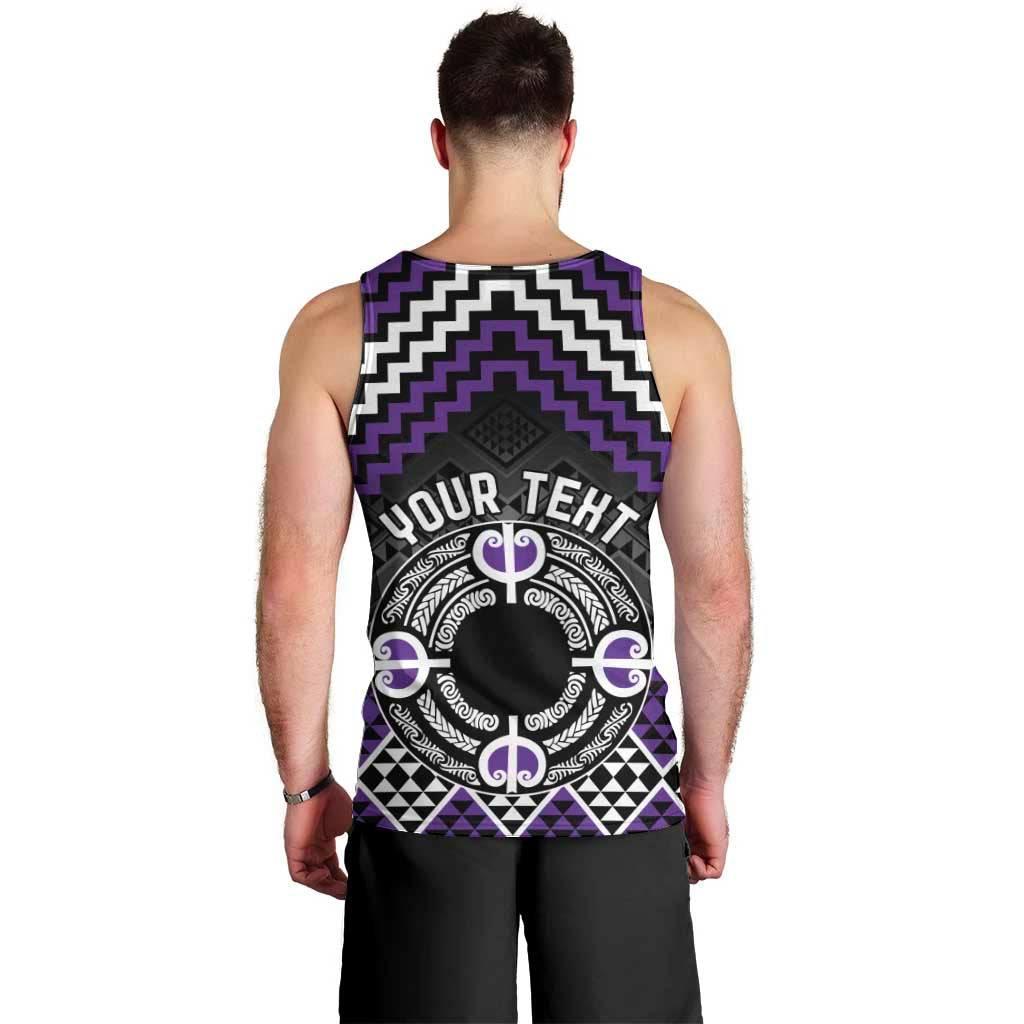 Personalised Aotearoa Niho Taniwha Motif Men Tank Top Violet Style LT9 - Polynesian Pride