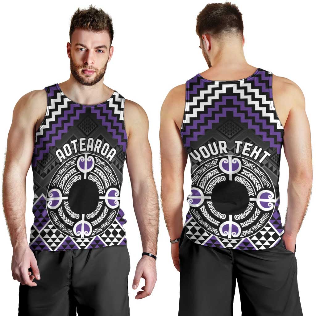 Personalised Aotearoa Niho Taniwha Motif Men Tank Top Violet Style LT9 - Polynesian Pride