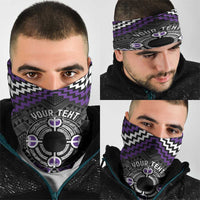 Personalised Aotearoa Niho Taniwha Motif Neck Gaiter Violet Style - Polynesian Pride