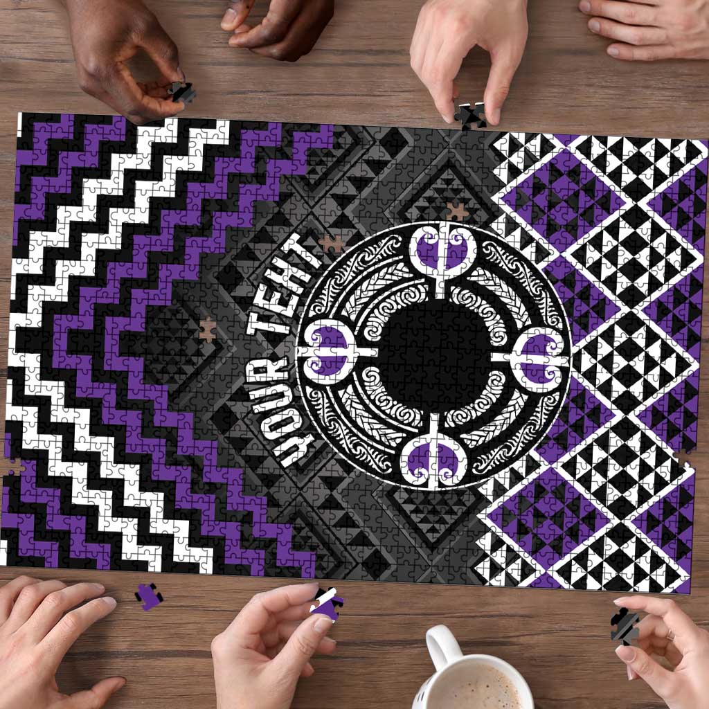 Personalised Aotearoa Niho Taniwha Motif Puzzle Violet Style - Polynesian Pride