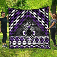 Personalised Aotearoa Niho Taniwha Motif Quilt Violet Style