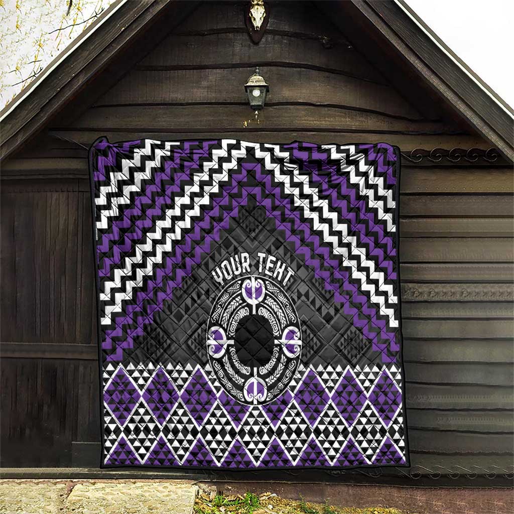 Personalised Aotearoa Niho Taniwha Motif Quilt Violet Style