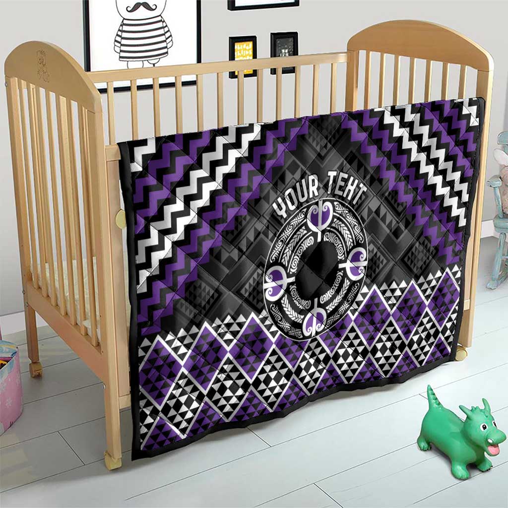 Personalised Aotearoa Niho Taniwha Motif Quilt Violet Style