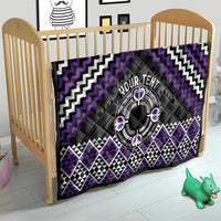 Personalised Aotearoa Niho Taniwha Motif Quilt Violet Style